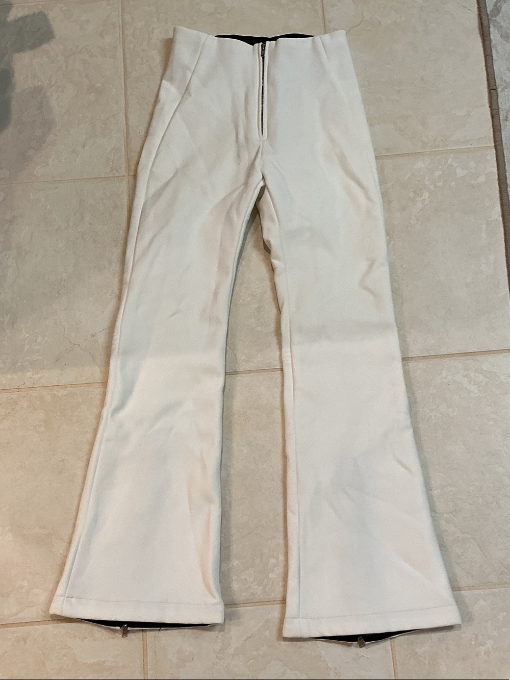 Men's White Flare Pants - Classic Zip Front
